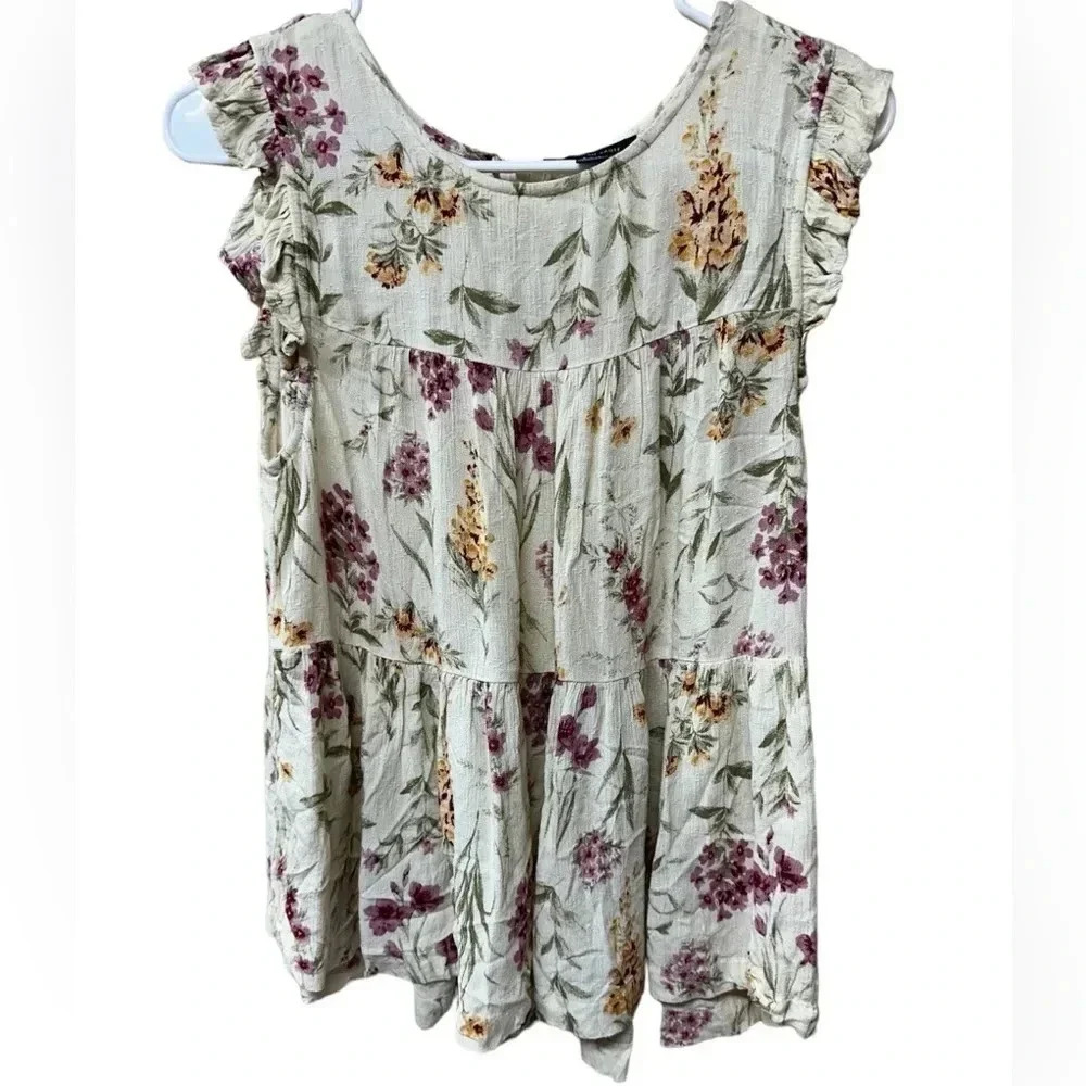 Floral Ruffle Sleeve Top